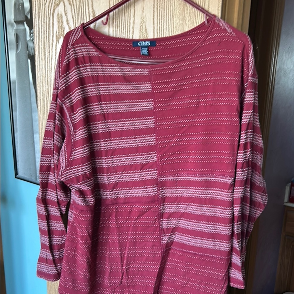 Chaps Women's Red Striped Top